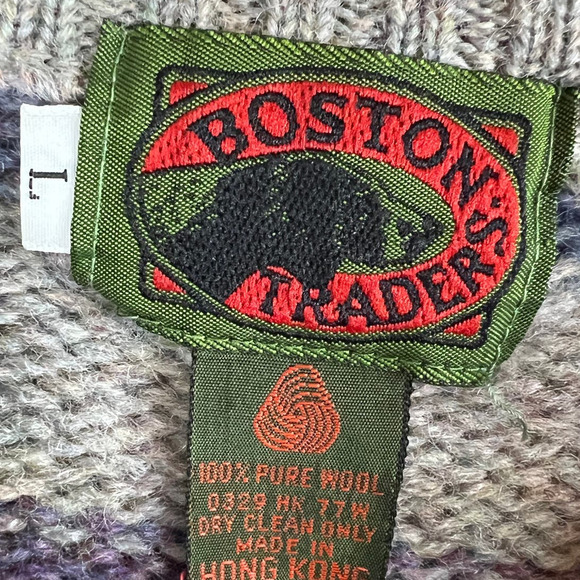 Vintage Boston Traders 100% Wool Pastel Stripe Sweater Women's Size L - Picture 2 of 5